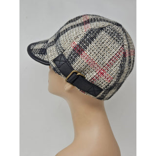 Burberry Grey Multicolor Check Print Newsboy Hat M sz