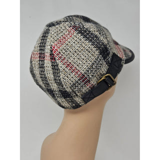 Burberry Grey Multicolor Check Print Newsboy Hat M sz