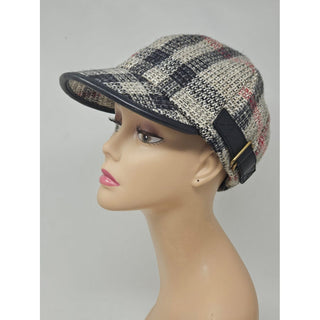 Burberry Grey Multicolor Check Print Newsboy Hat M sz