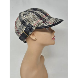 Burberry Grey Multicolor Check Print Newsboy Hat M sz