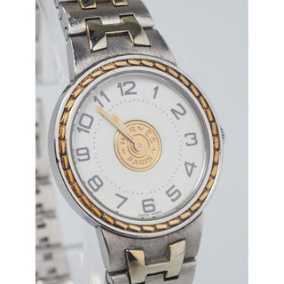 Classic Hermès stainless steel H logo Sellier watch