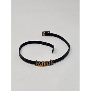 Dior Gold-tone Black Leather J'adior charm choker