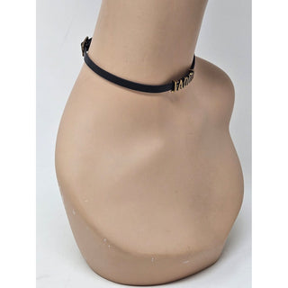 Dior Gold-tone Black Leather J'adior charm choker