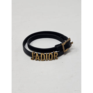 Dior Gold-tone Black Leather J'adior charm choker