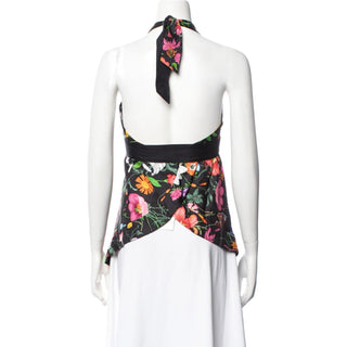 Authentic Gucci Silk Floral Print Multicolor Halter Top S