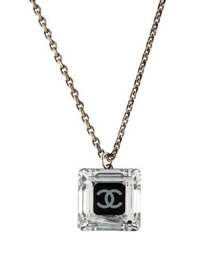 Chanel Black resin Crystal Interlocking CC Cube Pendant Necklace