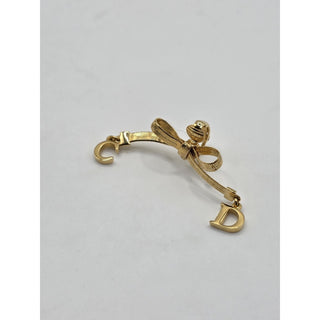 Christian Dior Gold-tone CD Logo Bow Clip-On Earrings