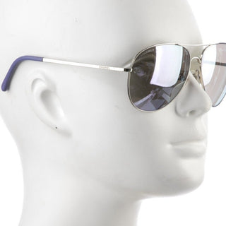 Authentic Chanel Silver Interlocking CC Logo Aviator Sunglasses