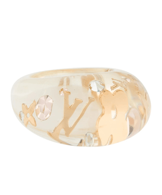 Louis Vuitton Gold-tone Resin Crystal Inclusion Ring 6 sz