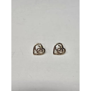 Chanel 2022 Interlocking CC Heart Stud Earrings