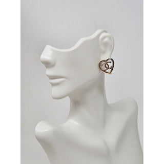 Chanel 2022 Interlocking CC Heart Stud Earrings