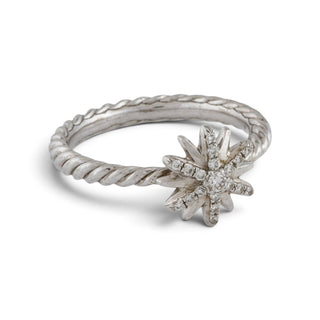 Authentic David Yurman Diamond Petite Starburst Ring – 925, 6
