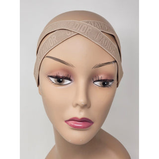 Dior Beige Elastic J'Adior Monogram Print Headband L sz