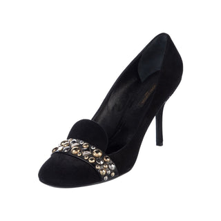 Authentic Louis Vuitton Black Suede Studded Pumps – Logo, IT 40