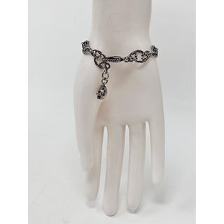 Gucci Silver-toned crystal GG charm chain-link bracelet