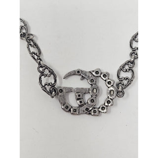 Gucci Silver-toned crystal GG charm chain-link bracelet