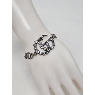 Gucci Silver-toned crystal GG charm chain-link bracelet