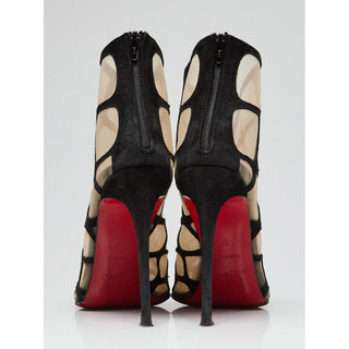 AUTH Christian Louboutin Black Suede Araknene Ankle booties 36 EU
