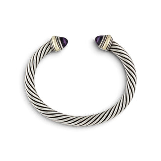 Authentic David Yurman Amethyst Classic Cable Bracelet 14K 7 mm