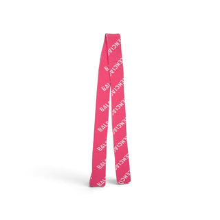 Authentic Balenciaga Pink Wool Logo Scarf – Graphic Print, 88in, w/ Tags