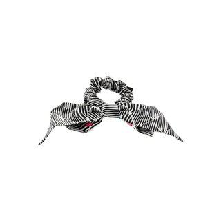 Authentic Chanel Silk Bow CC Scrunchie – Pattern Print, 100% Silk