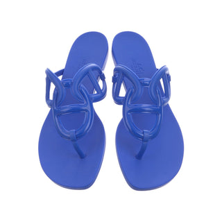 Authentic Hermes Egerie Chaine d'Ancre Flip Flops Blue 38
