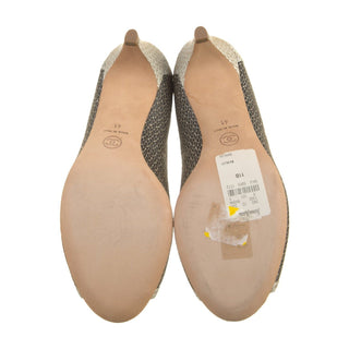 Authentic Chanel Black CC Logo Faux Pearl Peep Toe Pumps 41 sz