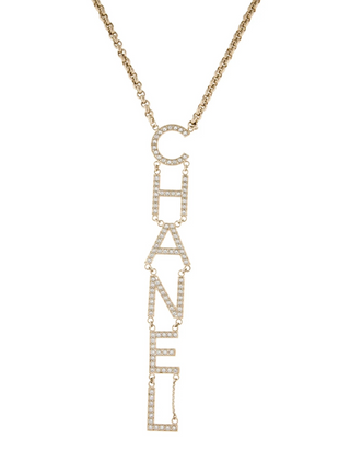 Chanel Gold-tone 2019 Strass 'CHANEL' Lavalier Necklace