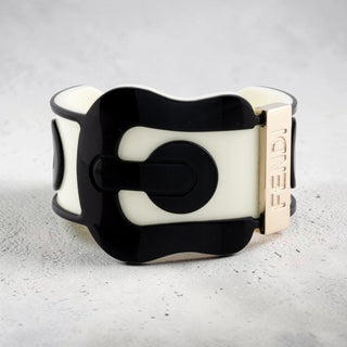 Authentic Fendi Logo Resin Cuff Bracelet – Black & White