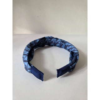Authentic Christian Dior Blue Oblique Twist Logo Headband