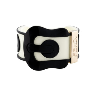 Authentic Fendi Logo Resin Cuff Bracelet – Black & White