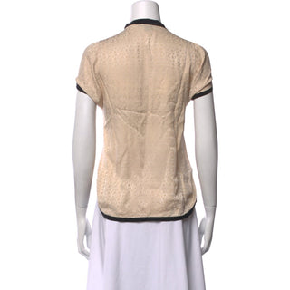 Authentic Louis Vuitton 2011 Beige LV Monogram Tie-Neck Top M