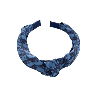 Authentic Christian Dior Blue Oblique Twist Logo Headband