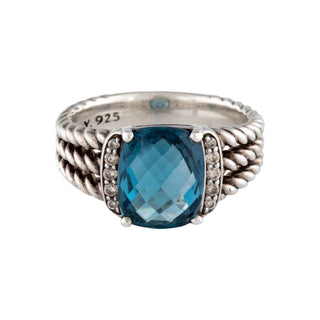 Authentic David Yurman Topaz Diamond Petite Wheaton Ring – 925, 5.75