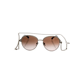 Authentic Chanel Interlocking CC Round Sunglasses Gold Gradient