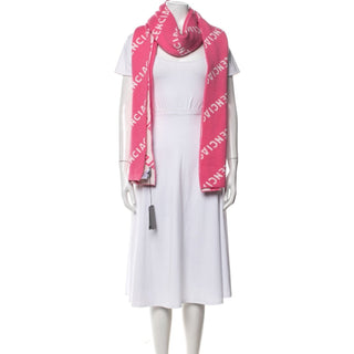 Authentic Balenciaga Pink Wool Logo Scarf – Graphic Print, 88in, w/ Tags
