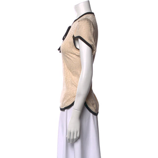 Authentic Louis Vuitton 2011 Beige LV Monogram Tie-Neck Top M
