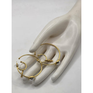 Chanel Gold-tone 2020 Faux Pearl Interlocking Hoop Earrings