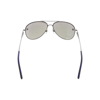 Authentic Chanel Silver Interlocking CC Logo Aviator Sunglasses