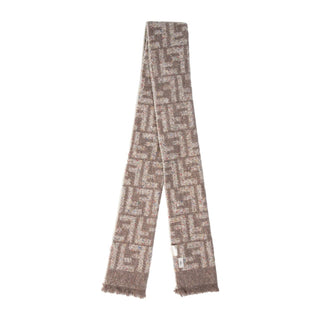 Authentic Fendi FF Alpaca Printed Scarf – Neutrals, Fringe