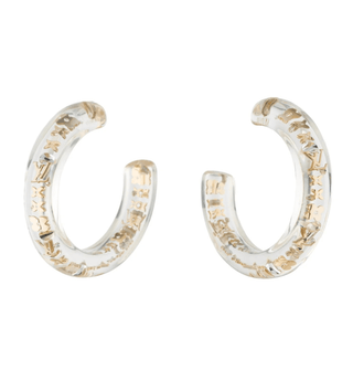 Louis Vuitton Clear Gold LV Charm Inclusion Hoop Earrings