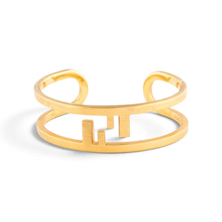 Authentic Fendi FF Logo Cutout Cuff Bracelet – Gold-Tone, Sz M