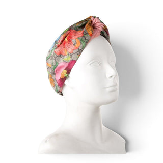 Authentic Gucci Flora GG Print Silk Headband Multicolor M sz