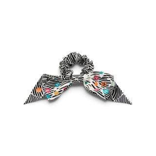 Authentic Chanel Silk Bow CC Scrunchie – Pattern Print, 100% Silk