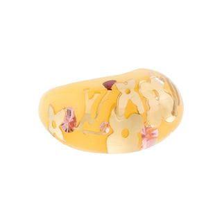 Authentic Louis Vuitton Crystal Resin Inclusion Ring – Yellow, 6.5