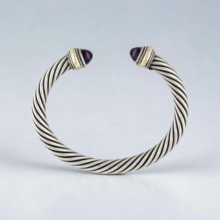 Authentic David Yurman Amethyst Classic Cable Bracelet 14K 7 mm