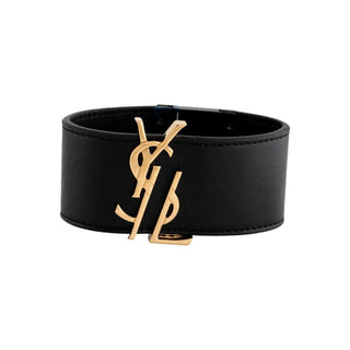 Authentic Saint Laurent YSL Logo Leather Monogram Wrap Bracelet M