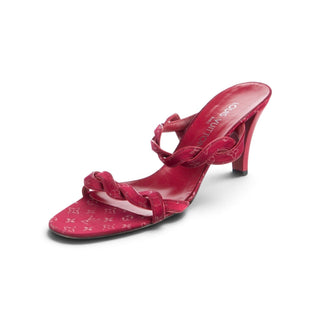 Authentic Louis Vuitton Red Monogram Braided Heel Sandals 38 sz