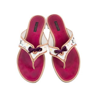 Authentic Louis Vuitton 2005 Multicolore LV Monogram Flip Flops 40 sz