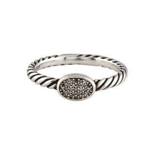 Authentic David Yurman Diamond Cable Oval Stack Ring – 925, 5.75
